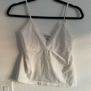 John Galt white lace tank top